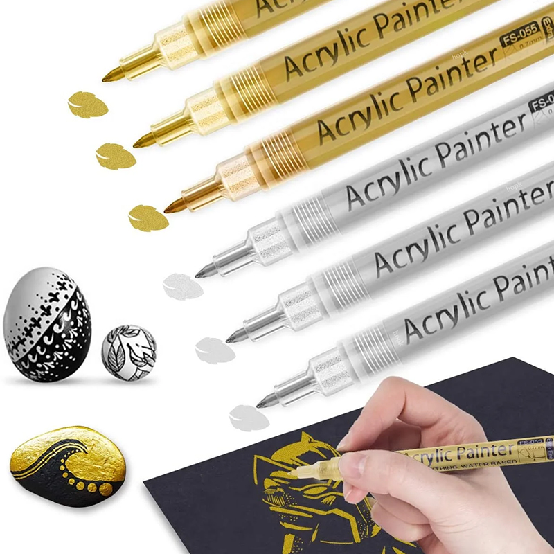 Copic Marker Classic - 3개/세트 아크릴 마커 페인트 펜 블랙/화이트/골드/실버