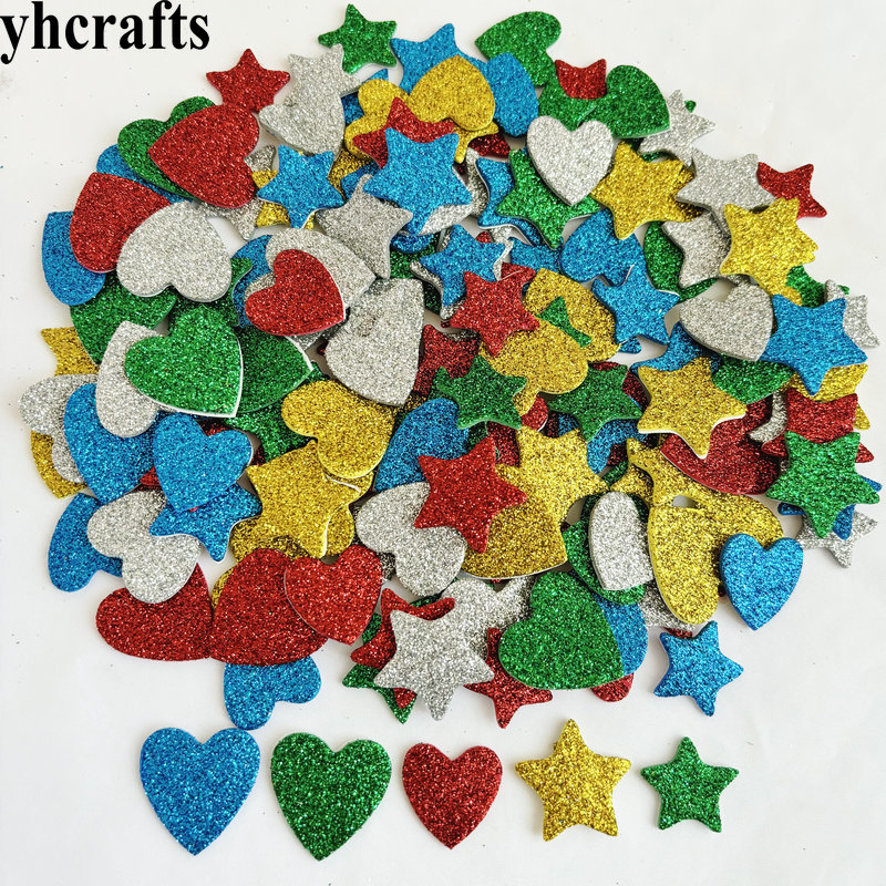 Art Craft For Kindergarten - 반짝이 별과 하트 폼 스티커, 크리스마스