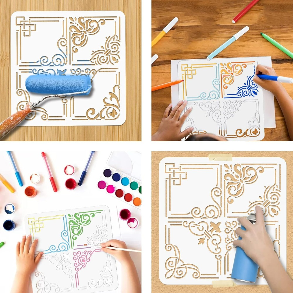 코너 페인팅 스텐실 재사용 가능한 사각형 테두리 페인팅 - Art Craft Template 리뷰 및 가격