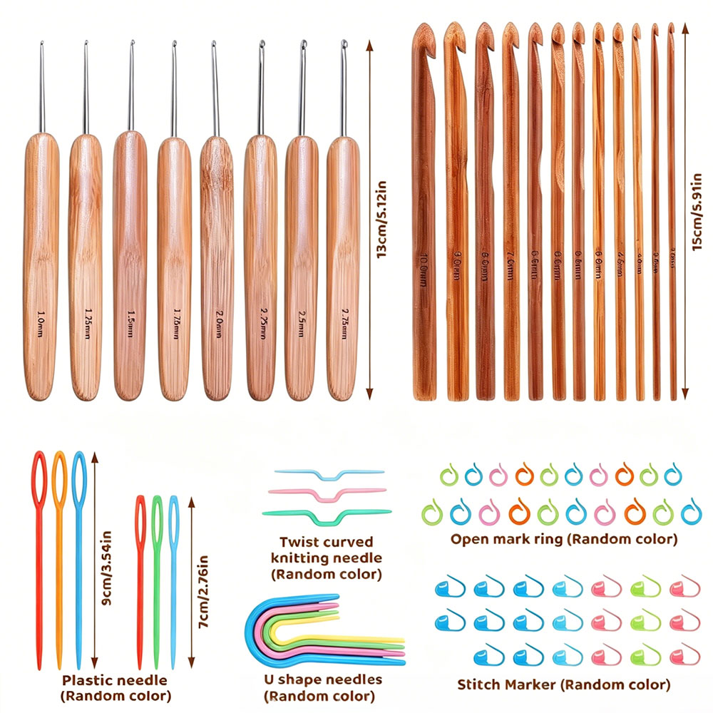 74개 대나무 코바늘 세트, 휴대용 보관 가방이 포함된 - Art Craft Materials 리뷰 및 가격