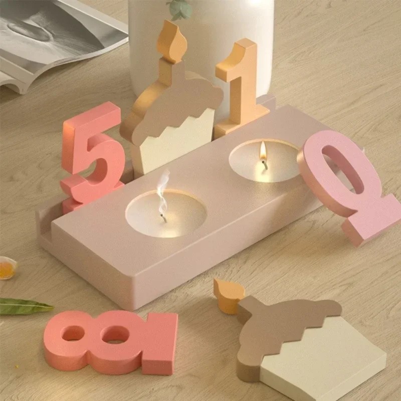 2pc 생일 케이크 실리콘 몰드 홀더 티라이트 홀더 만 - Art And Craft Numbers 리뷰 및 가격