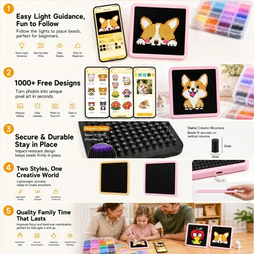 LED 퓨즈 비즈 키트 보드, 앱으로 가이드되는 DIY - Art Craft App 리뷰 및 가격