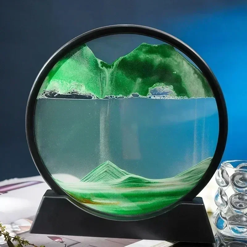 3D 모션 샌드 아트 그림 원형 유리 심해 풍경 모래시 - Art Craft Earth Day 리뷰 및 가격