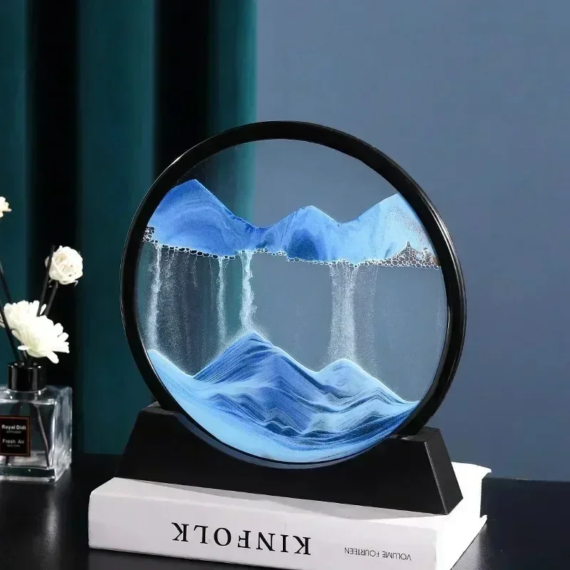 3D 모션 샌드 아트 그림 원형 유리 심해 풍경 모래시 - Art Craft Earth Day 리뷰 및 가격