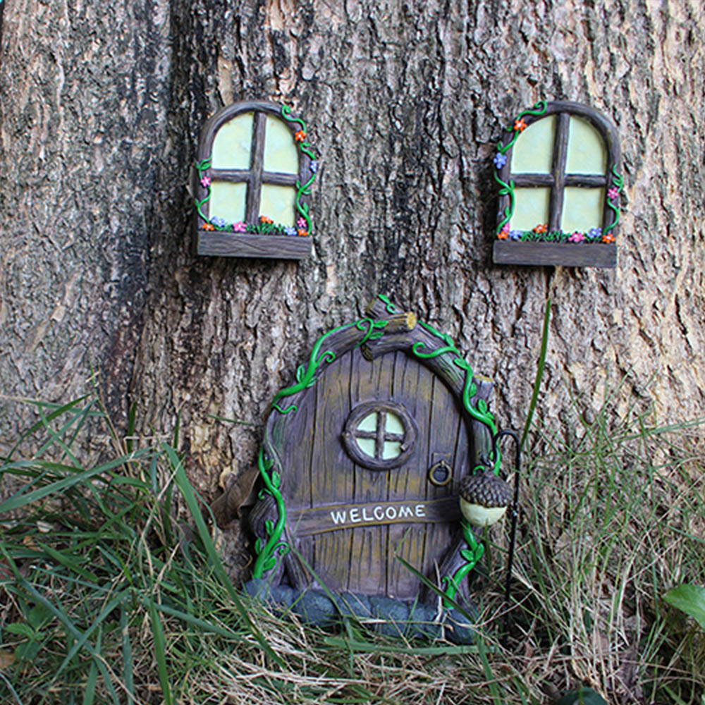 3pcs 나무 조각 정원 그놈 창문 수지 미니어처 공예 - Art Craft Door 리뷰 및 가격