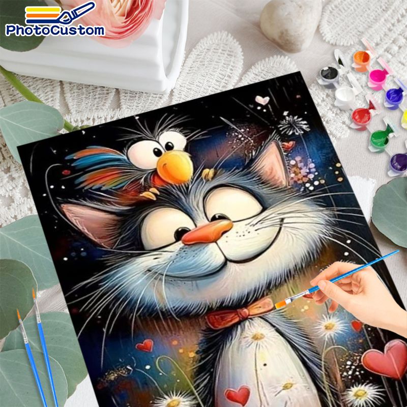 포토커스텀 그레이 고양이 숫자 그림 캔버스 액자, 성인 - Art And Craft Numbers 리뷰 및 가격