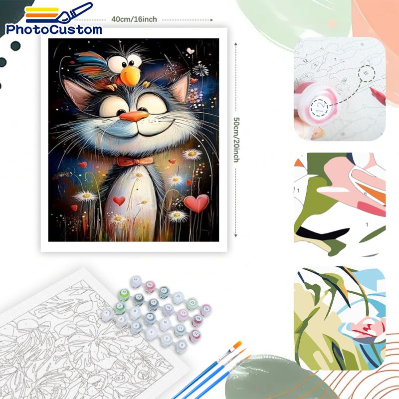 포토커스텀 그레이 고양이 숫자 그림 캔버스 액자, 성인 - Art And Craft Numbers 리뷰 및 가격
