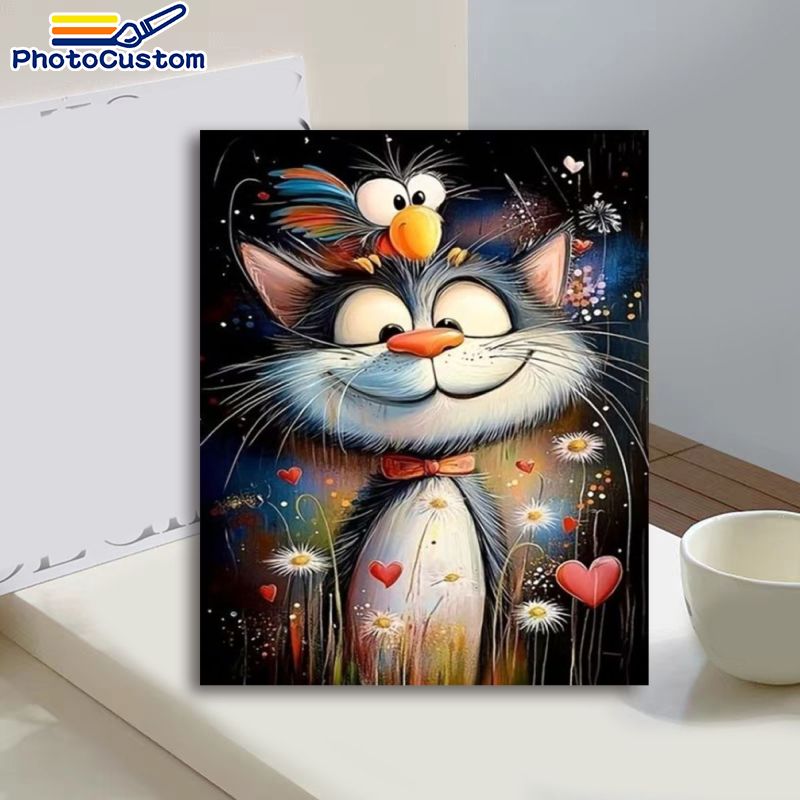 포토커스텀 그레이 고양이 숫자 그림 캔버스 액자, 성인 - Art And Craft Numbers 리뷰 및 가격