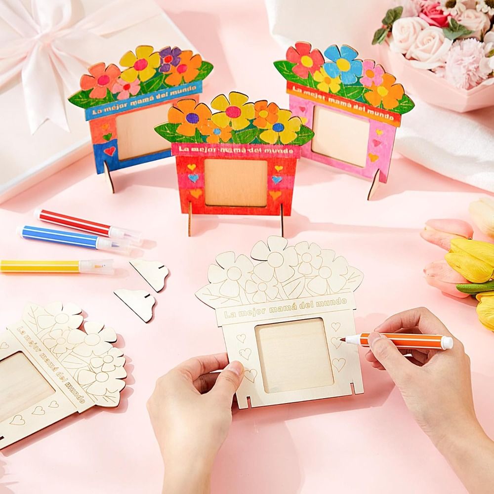 미완성 나무 사진 프레임 꽃 색칠하기 DIY 사진 프레 - Art Craft For Kindergarten 리뷰 및 가격