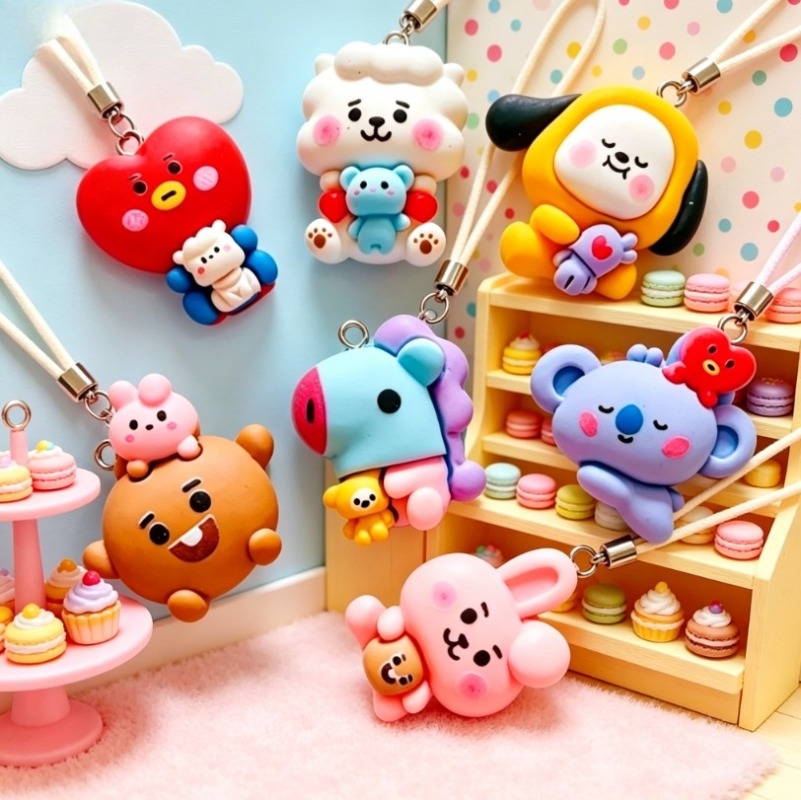 7pcs BT21 수지 만화 참 DIY 액세서리 공예  - Art Craft Materials 리뷰 및 가격