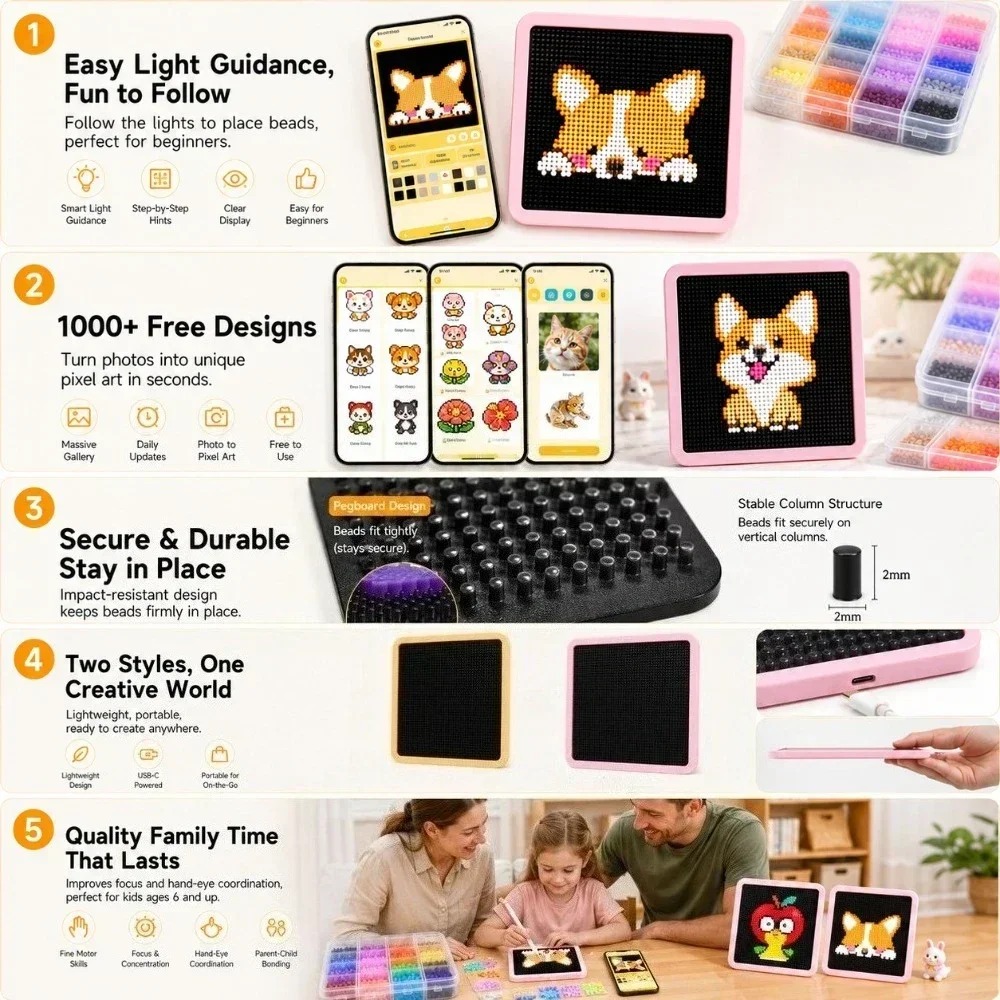 앱 패턴 가이드가 포함된 LED 퓨즈 비즈 보드, US - Art Craft App 리뷰 및 가격