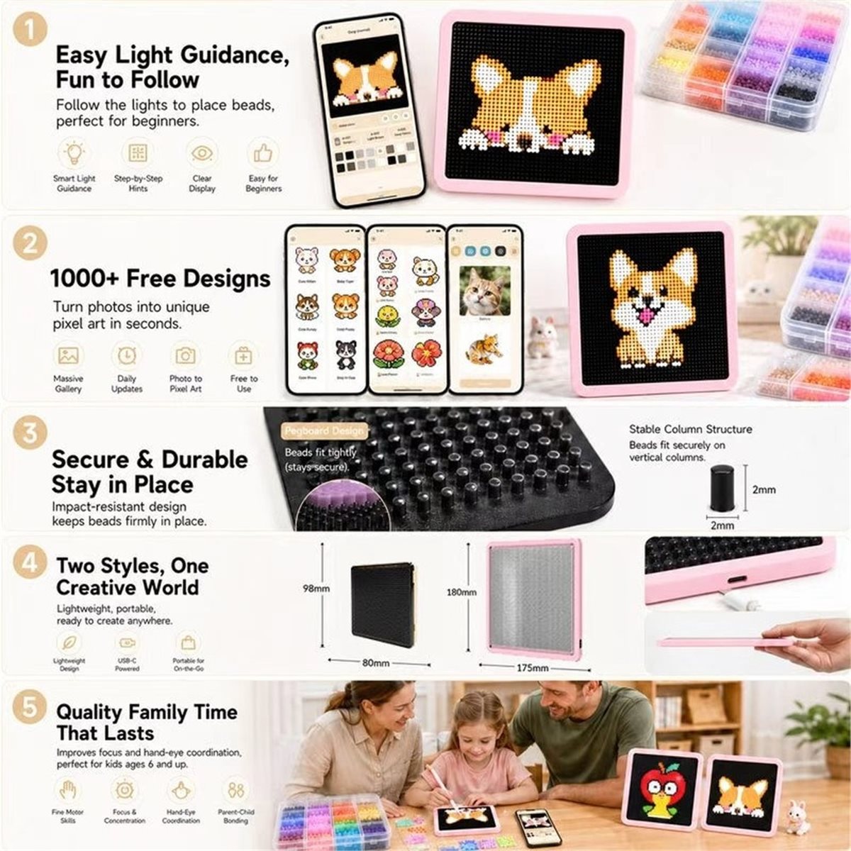 2026년 신제품 전자식 LED 퓨즈 비즈 페그보드 앱 - Art Craft App 리뷰 및 가격